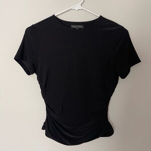 Moa Moa Black Short Sleeve Ruched Top